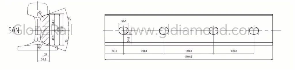 JIS 50N fish plate drawings