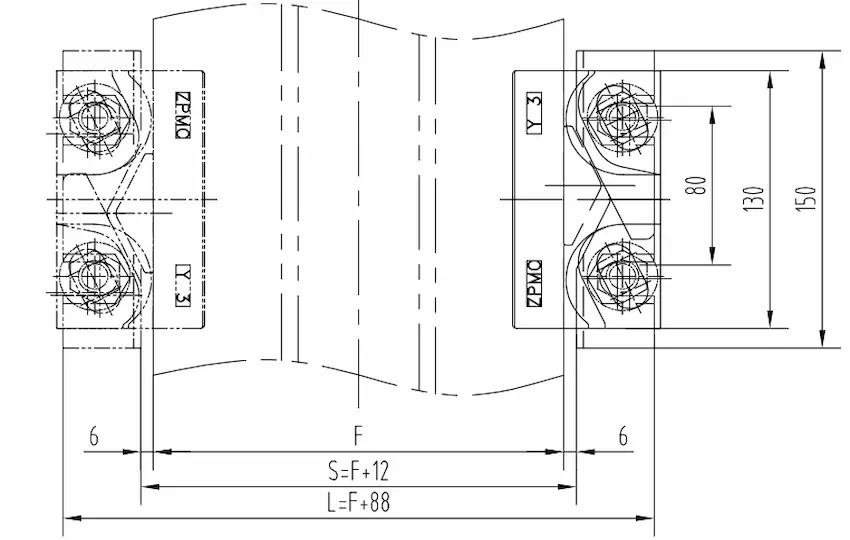 YB33 Rail Clamp installation top view
