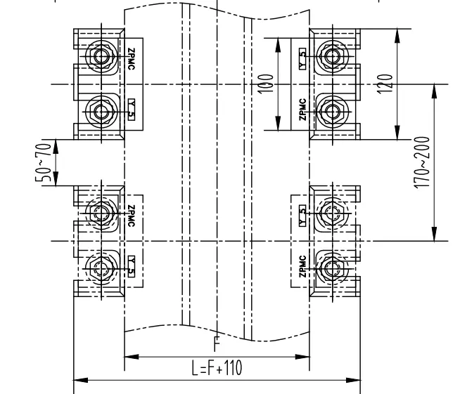 YB55 rail clamp installation top view