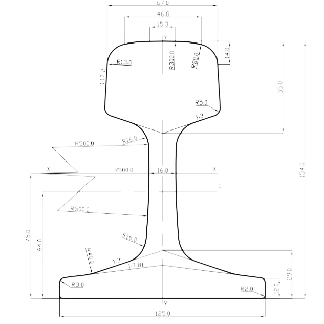 54E3 Rail drawing