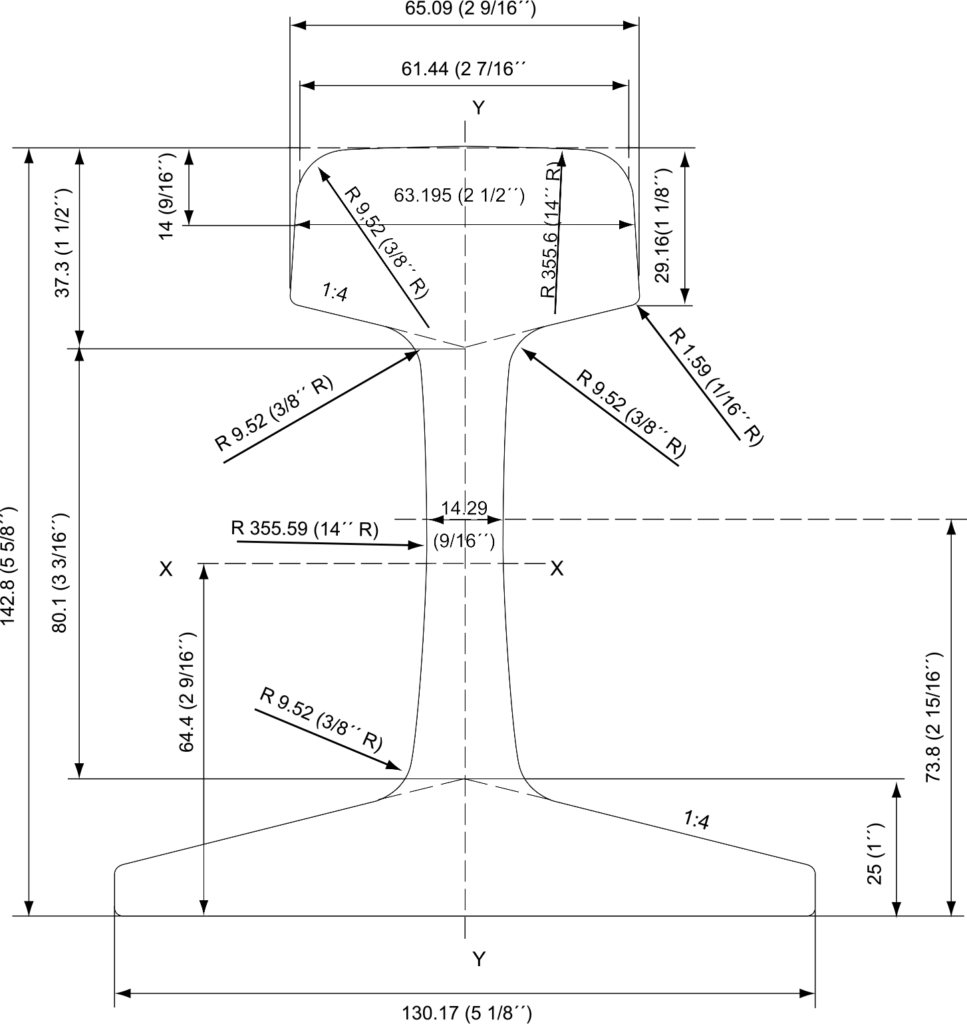 AREMA 90ARA‑A (TR45) Steel Rail drawing