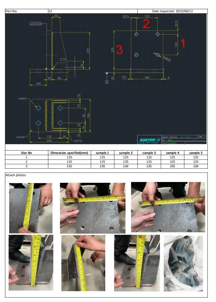 Quality Inspection Record of Base Support