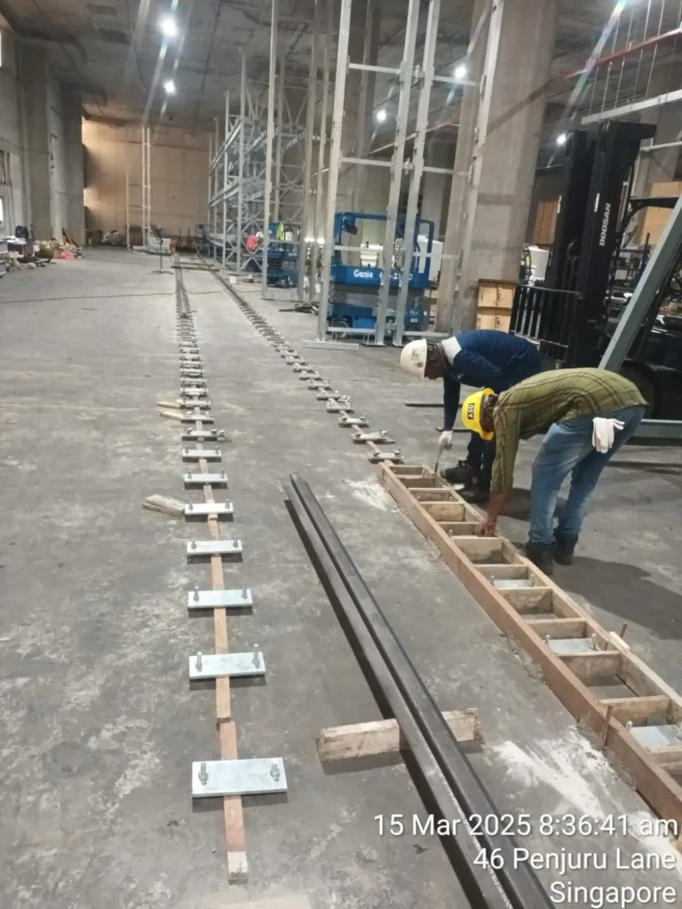 A100 crane rail replacement preparation
