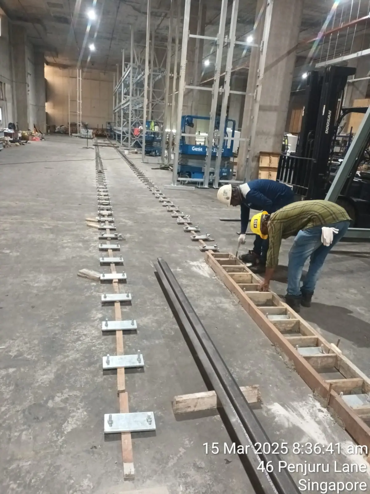 A100 crane rail replacement preparation