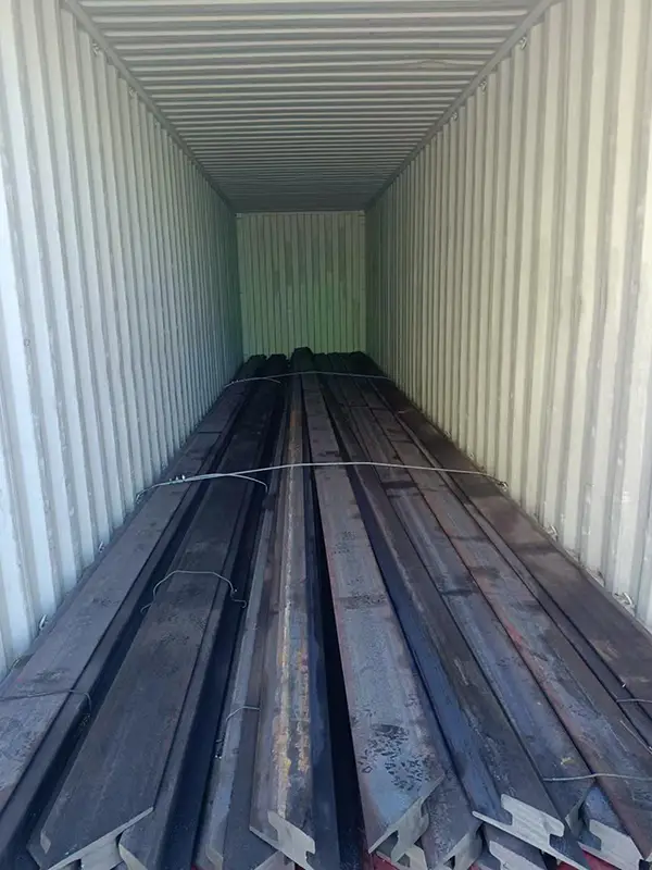 A100 crane rails loaded into container