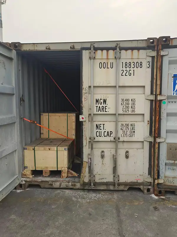 W220 rail clips and anchor bolts packed in wooden crates