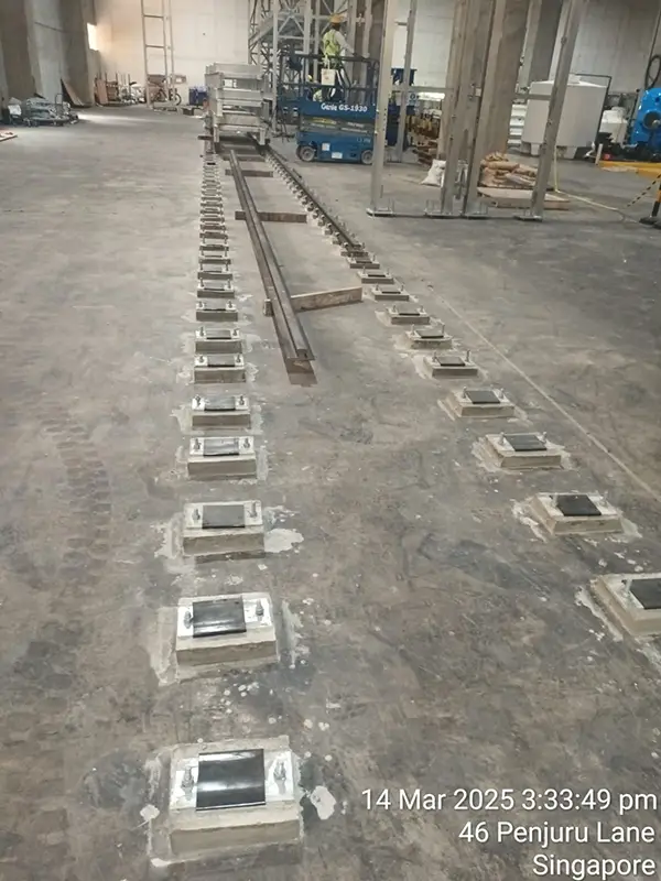 prepared foundation for A100 rail installation