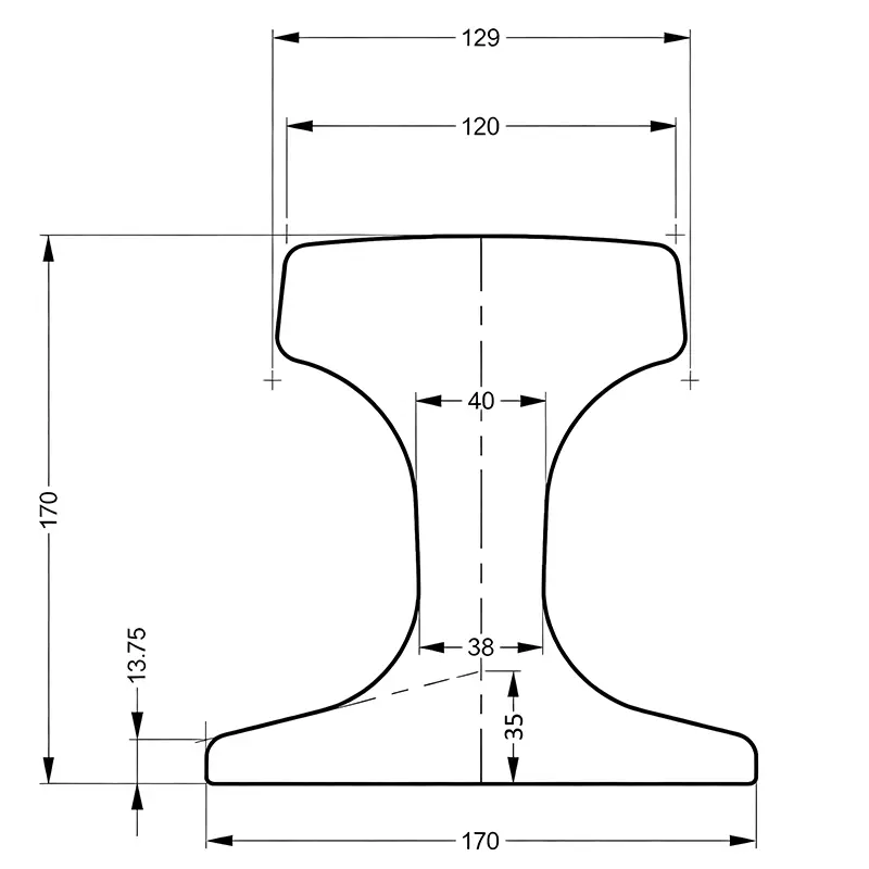 KP120 rail cross section drawing