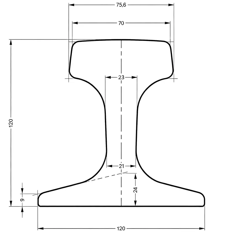KP70 rail cross section drawing