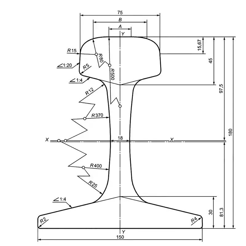 P65 rail cross section drawing