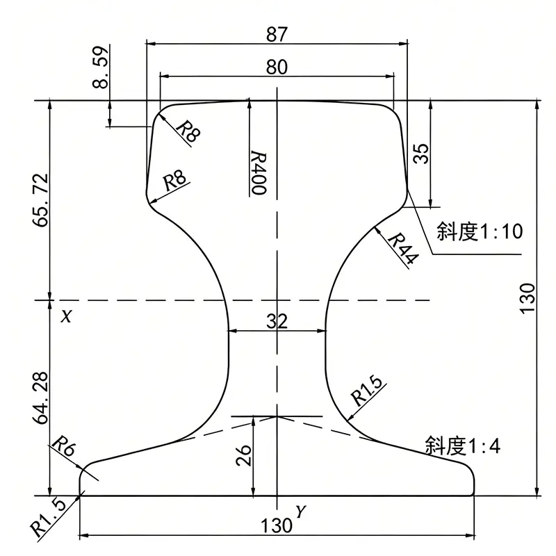 QU80 crane rail cross section drawing