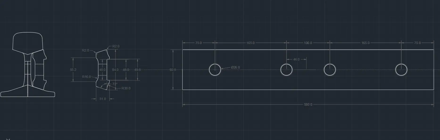 Glory Rail's modified fishplate drawing with corrected slope to match S49 rail profile