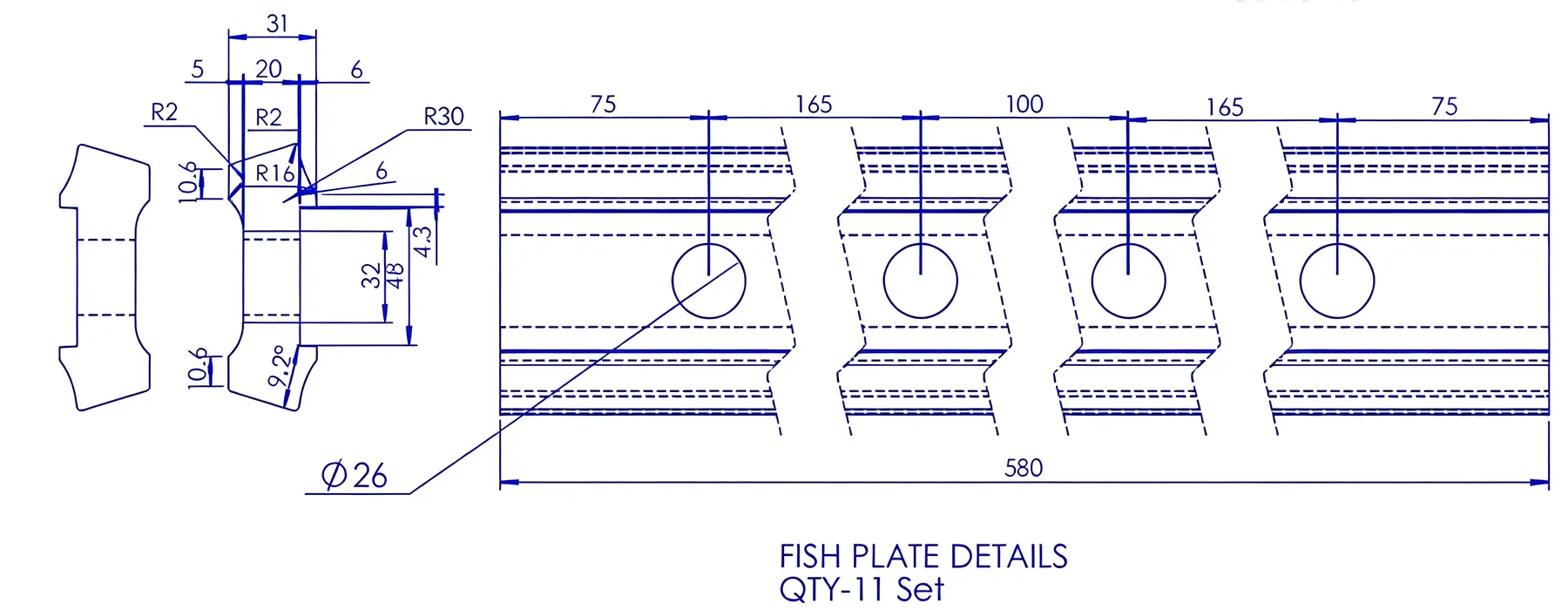 Client's original fishplate drawing