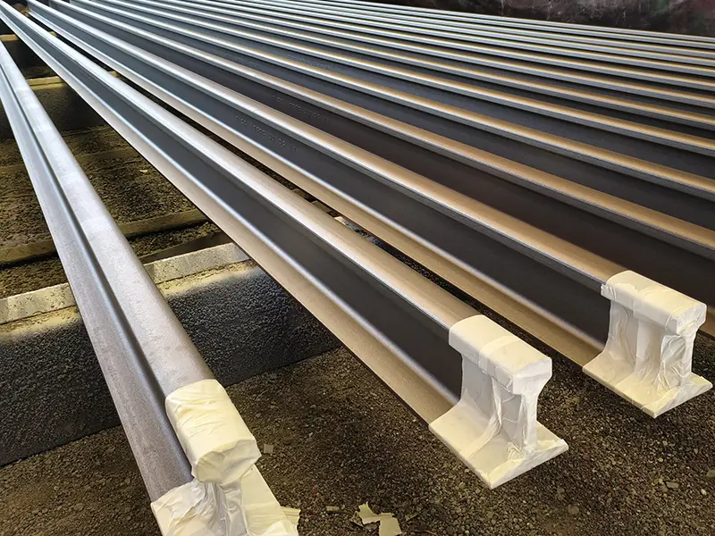 crane rail cross-section showing the no-coating boundary